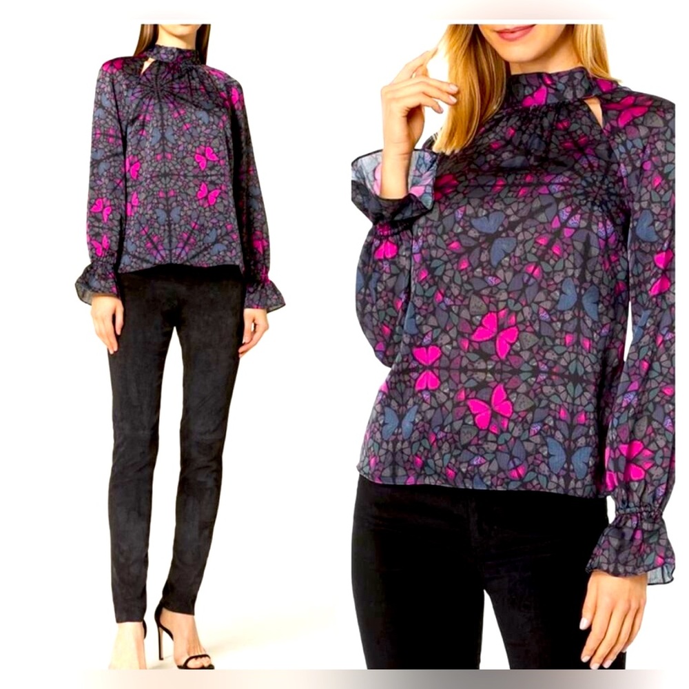 Ted Baker London Pink and Blue Butterfly Blouse